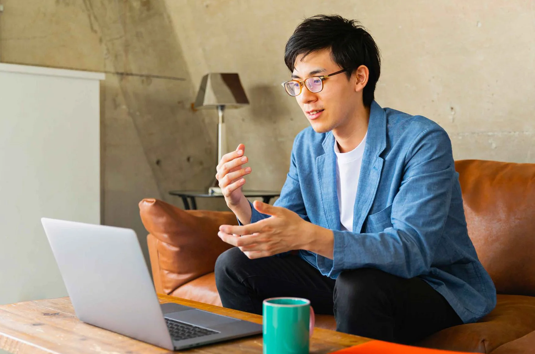 Professional working remotely on a laptop